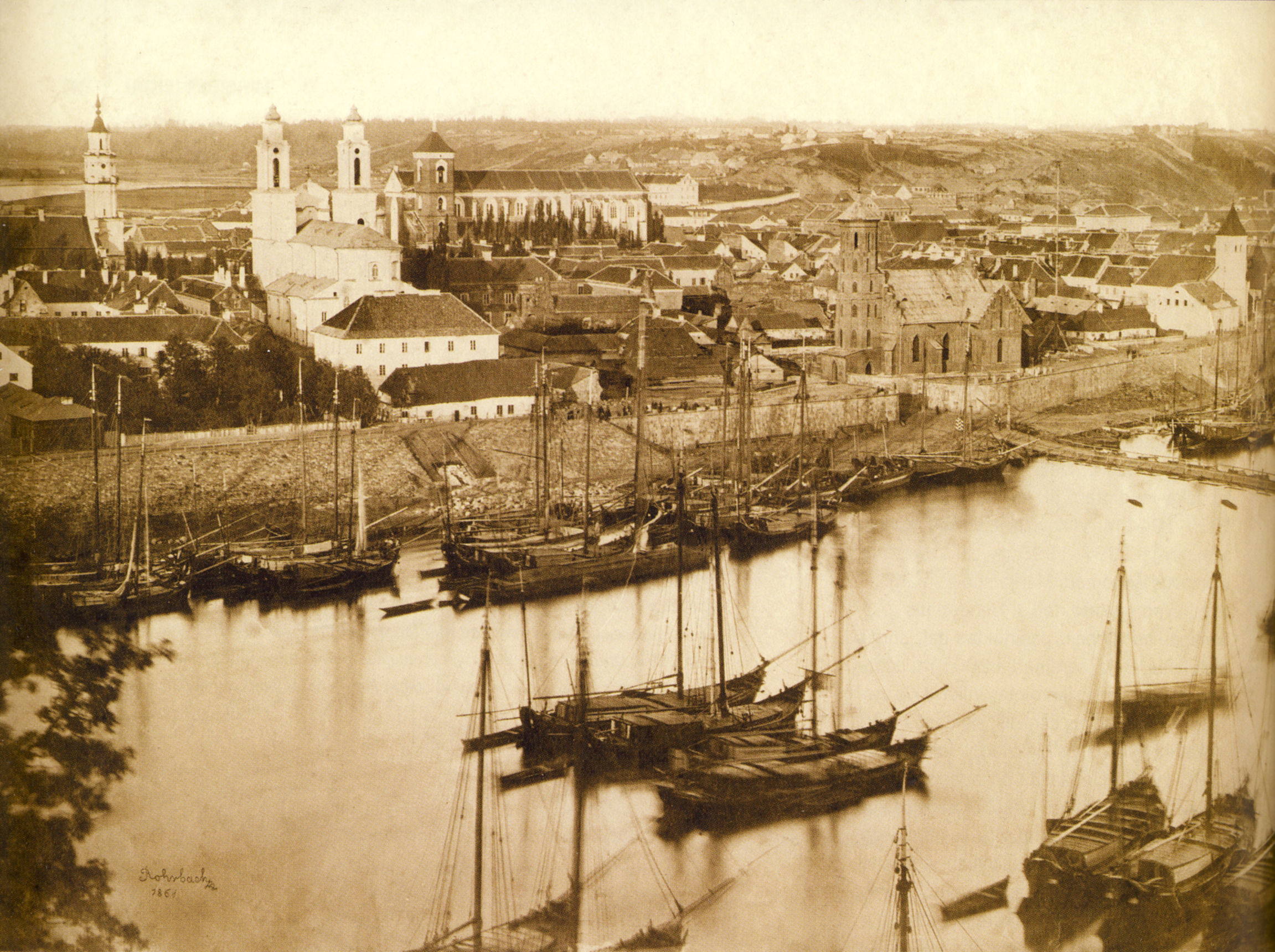 Kauno vaizdas iš Linksmakalnio. 1861 m.