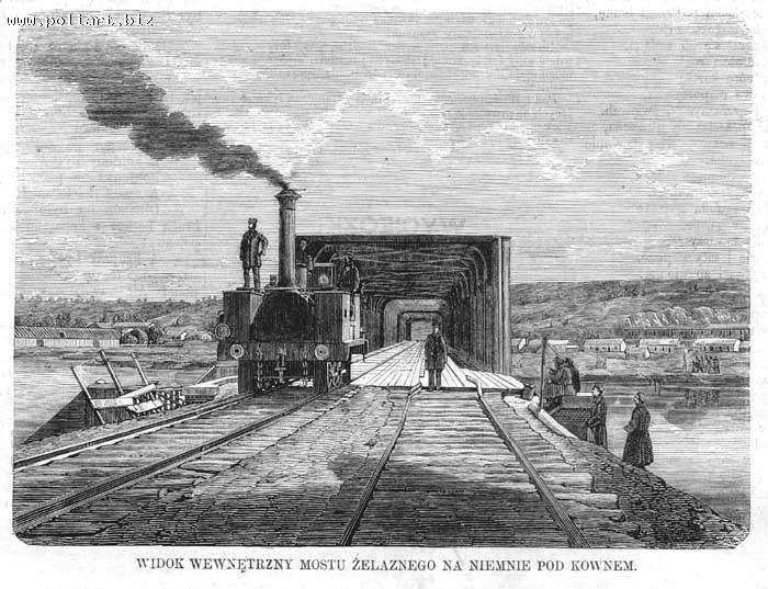 Žaliojo (geležinkelio) tilto per Nemuną vaizdas (dail. E. Gorazdowski raižinys)