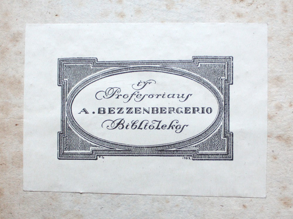 Žymaus baltisto, Karaliaučiaus universiteto profesoriaus, Adalberto Becenbergerio ekslibrisas 1783 m. išspausdintoje knygoje [R 10945]