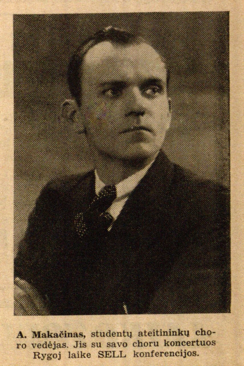 A. Makačinas, studentų ateitininkų choro vedėjas... // Laiko žodis. – 1934, Nr. 12, p. 19.