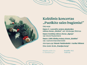 Gruodžio 14 d., šeštadienį, 14.00 val. kviečiame į kalėdinį chorinės muzikos koncertą „Puoškite sales bugieniu!“, kuris vyks Ąžuolyno bibliotekos Renginių erdvėje (K. Donelaičio g. 8, 3 a.).