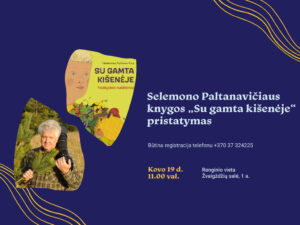 Mylimas knygų autorius, fotografas, gamtininkas Selemonas Paltanavičius kovo 19 d. 11.00 val. Ąžuolyno bibliotekos Žvaigždžių salėje (Radastų g. 2, 1 a.) pristatys savo šimtąją knygą „Su gamta kišenėje“.
Ilgus metus stebėjęs, tyrinėjęs ir mylėjęs gamtą rašytojas jubiliejinėje knygoje pasakoja apie savo ryšį ir santykį su gamta nuo vaikystės iki šio meto dienų. Tad dalyvauti renginyje ir iš paties autoriaus lūpų išgirsti dar negirdėtas istorijas ir nuotykius kviečiame visus, – tiek mažus, tiek gerokai ūgtelėjusius S. Paltanavičiaus gerbėjus. 
Būtina registracija telefonu +370 37 324225.

Renginio metu bus fotografuojama ir / ar filmuojama, todėl jūs galite būti matomi renginio nuotraukose ar vaizdo įrašuose, kurie gali būti paskelbti įvairiose medijos priemonėse.

