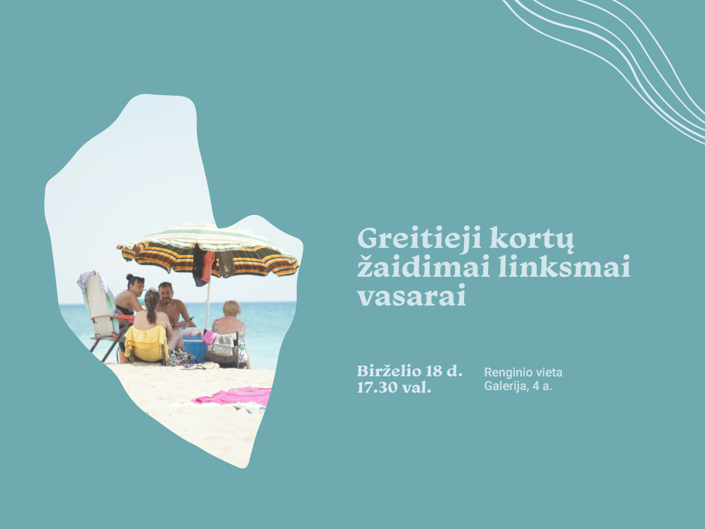 Prasidėjus vasarai, birželio 18 d., trečiadienį, 17.30 val. kviečiame į Ąžuolyno bibliotekos Galerijoje (Radastų g. 2, 4 a.) vyksiantį renginį „Greitieji kortų žaidimai linksmai vasarai“.