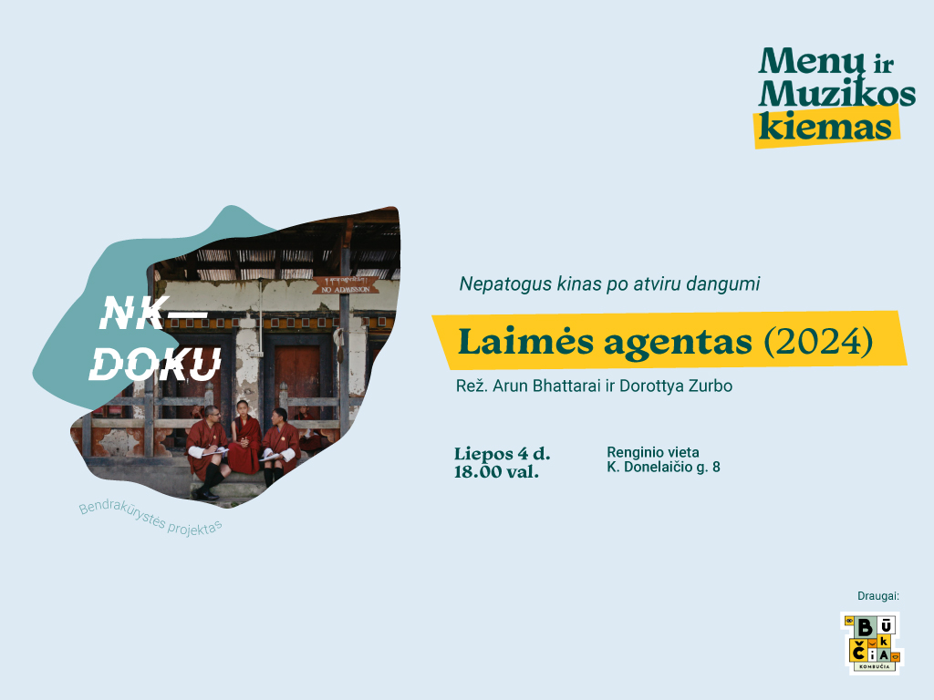 Liepos 4 d., penktadienį, 18.00 val. Ąžuolyno bibliotekos Menų ir Muzikos kieme (K. Donelaičio g. 8) vyks „Nepatogaus kino“ seansas. Pirmąjį liepos penktadienį žiūrėsime dokumentinį filmą „Laimės agentas“ (2024), kurio pagrindinės temos – bendruomeniškumas, ryšys su savo aplinka ir laimės recepto paieškos.