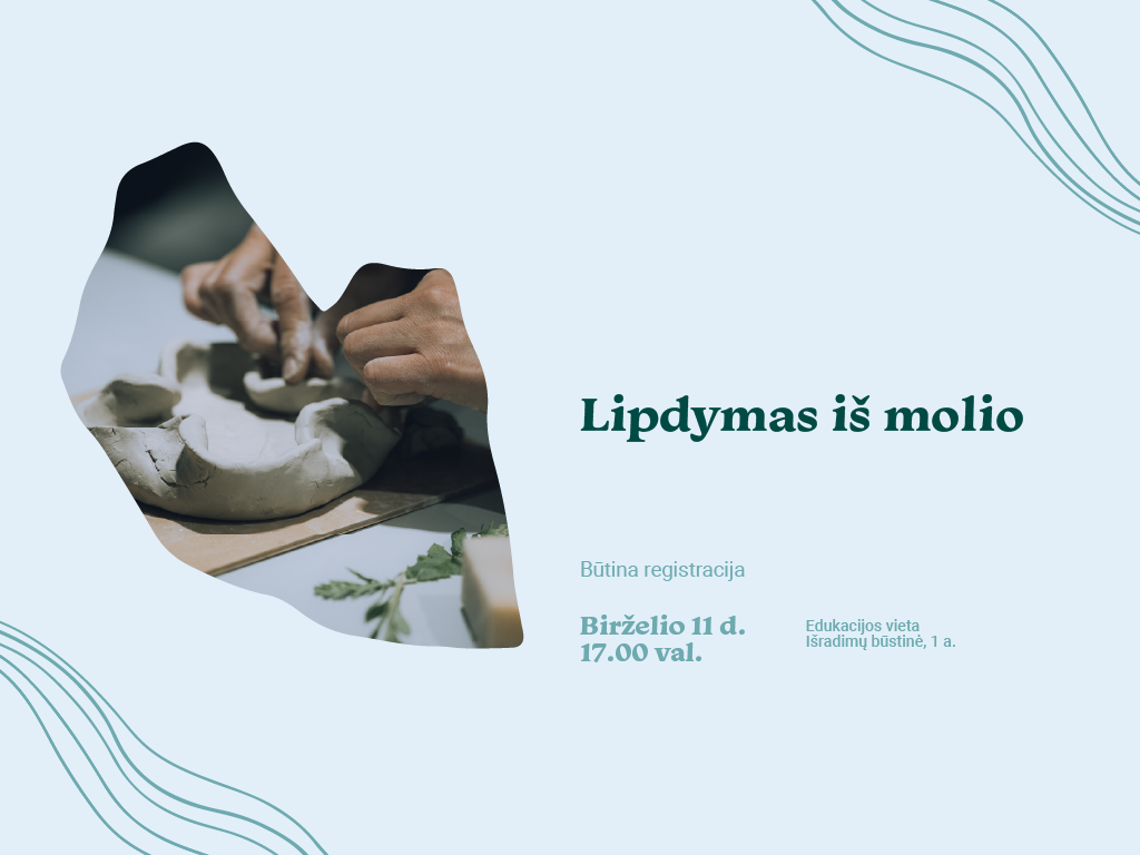Prasidėjus vasarai kviečiame pažinti įvairias molio lipdymo technikas! Susitikime birželio 11 d. 17.00 val. Ąžuolyno bibliotekoje (Radastų g. 2, Išradimų būstinė, 1 a.), kur galėsite atsipalaiduoti, pasinerti į kūrybą ir nulipdyti unikalius meno dirbinius. Užsiėmimo trukmė – 1 val.