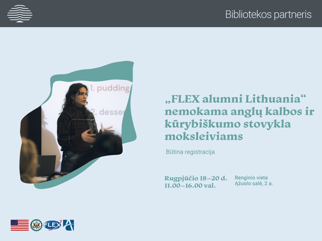 „FLEX Alumni Lithuania“ nemokama anglų kalbos ir kūrybiškumo stovykla moksleiviams