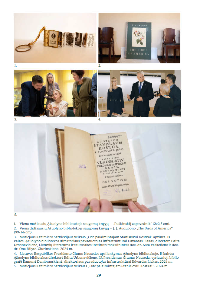 Viena mažiausių bei didžiausių Ąžuolyno bibliotekoje saugomų knygų; Unikalus M. K. Sarbievijaus leidinys „Odė palaimintajam Stanislovui Kostkai“