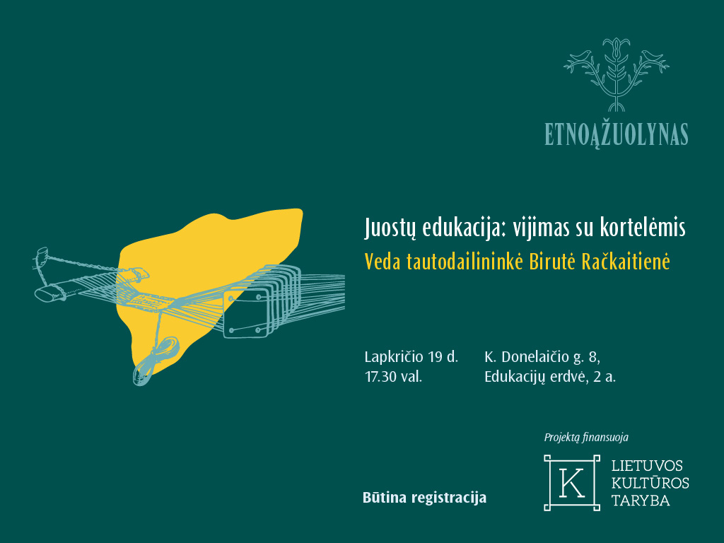Lapkričio 19 d. 17.30 val. Ąžuolyno biblioteka kviečia į Edukacijų erdvėje (K. Donelaičio g. 8, 2 a.) vyksiančią vytinių juostų audimo edukaciją.