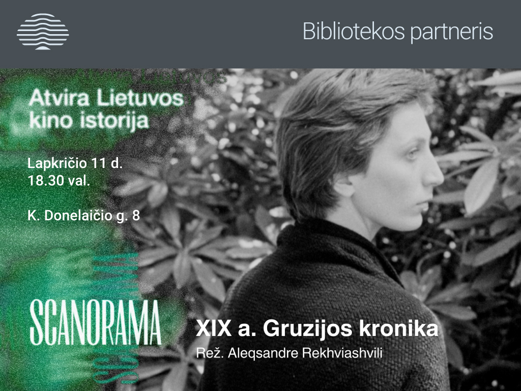 Lapkričio mėn. 11 d. 18.30 val. Ąžuolyno bibliotekos Renginių erdvėje (K. Donelaičio g. 8, 3 a.) vyks kino filmo „XIX a. Gruzijos kronika“ (rež. Aleqsandre Rekhviashvili) peržiūra.