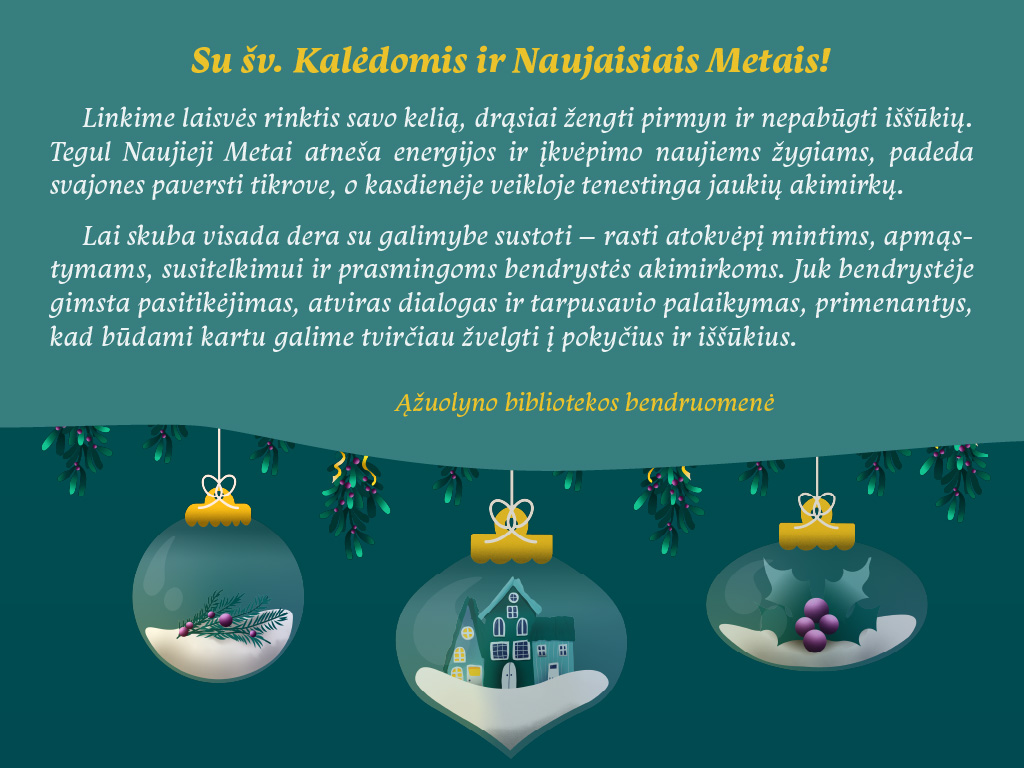 Ąžuolyno biblioteka sveikina su šv. Kalėdomis!