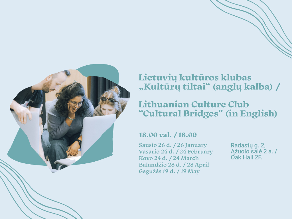 Nuo sausio 27 d. į Ąžuolyno biblioteką grįžta lietuvių kultūros klubas „Kultūrų tiltai“ (anglų kalba), kurį šįmet inicijuoja FLEX moksleivių mainų programos alumnė kartu su Kauno Jono Jablonskio gimnazijos Tarptautinio bakalaureato mokinėmis.