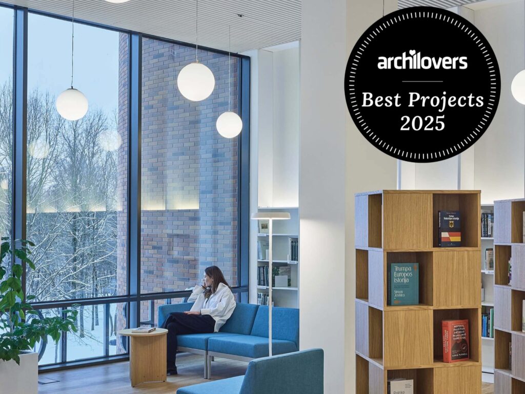 The Oak Grove Library was selected as one of the best projects of 2025 on the Archilovers website