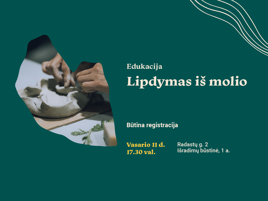 Po trumpos pertraukos lipdymo iš molio dirbtuvės sugrįžta! Kviečiame susipažinti su pagrindinėmis lipdymo technikomis. Susitikime vasario 11 d. 17.30 val. Ąžuolyno bibliotekoje (Radastų g. 2, Išradimų būstinė, 1 a.), kur galėsite bent trumpam sustoti, atsipalaiduoti ir išlaisvinti fantaziją. Užsiėmimo trukmė – 1 val.