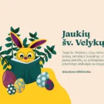 Jaukių šv. Velykų! Tegul šv. Velykos į Jūsų namus atneša šviesą, ramybę ir įkvėpimą. Linkime jaukių akimirkų su artimaisiais ir prasmingo atokvėpio su knyga. Ąžuolyno biblioteka
