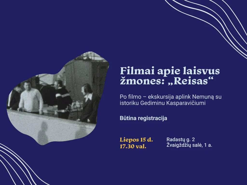 Liepos 15 d. 17.30 val. Žvaigždžių salėje (Radastų g. 2, 1 a.) Žalgirio mūšį minėsime kartu su trumpametražiu filmu „Reisas“, o po peržiūros leisimės į ekskursiją palei Nemuną su istoriku Gediminu Kasparavičiumi – prisiminsime laivybos istoriją Kaune ir sovietmečio okupacijos šešėlį jūreivystės istorijoje.