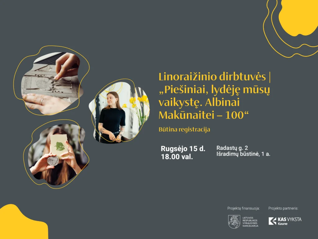 Linoraižinio dirbtuvės | „Piešiniai, lydėję mūsų vaikystę. Albinai Makūnaitei – 100“