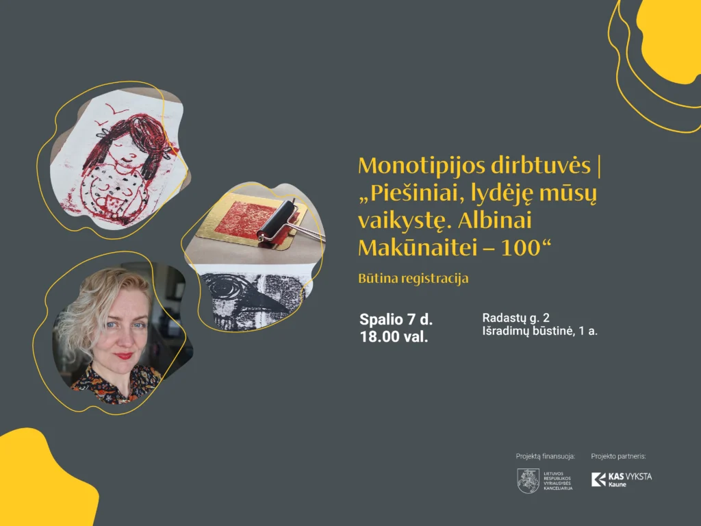 Spalio 7 d. 18.00 val. susitikime Ąžuolyno bibliotekos Išradimų būstinėje (Radastų g. 2, 1 a.), kur galėsite išbandyti monotipijos techniką!
